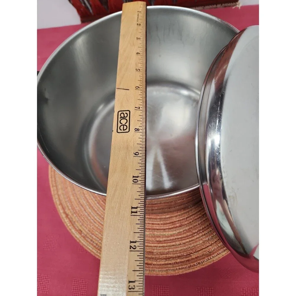 Vintage Farberware 8 Quart Stockpot With Lid Stainless Steel Aluminum Clad EUC